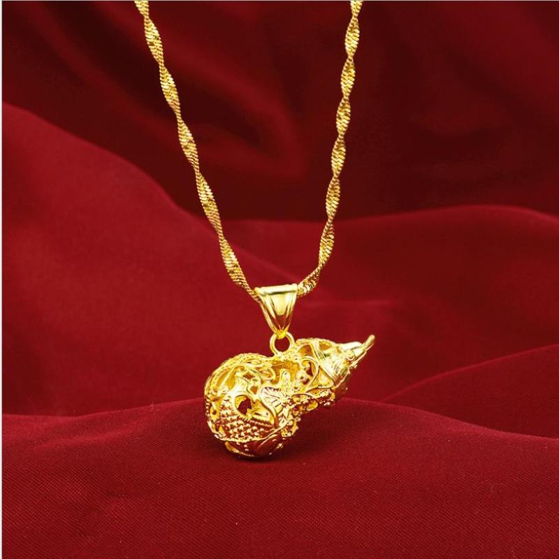 

Pendant Necklaces Fashion Women's Necklace 24K Gold Gourd Clavicle For Wedding Anniversary Jewelry Luxury Gifts