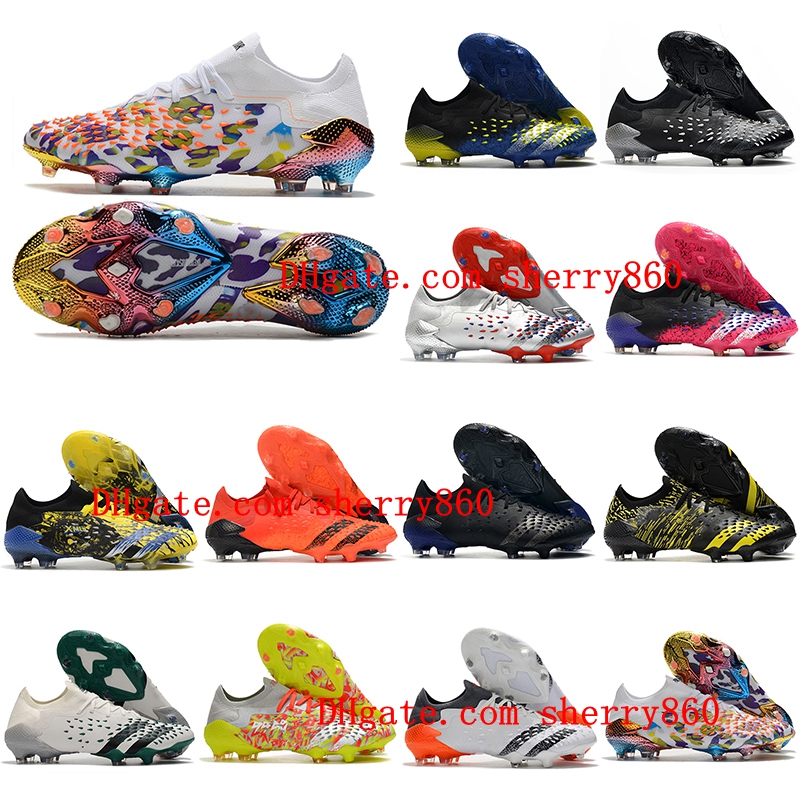 

Mens PREDATOR FREAK .1 LOW FG Soccer Shoes with laces Trainers Sports Leather Cleats Outdoor Football Boots Size 39-45 EUR, As picture 7