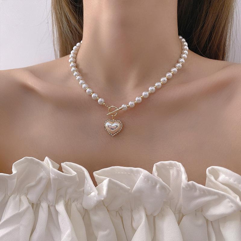 

Chains Japanese And South Korean Luxury Pearl Love Necklace, 2022, Style, Trendy Design, Feeling Chain Chain, Neck