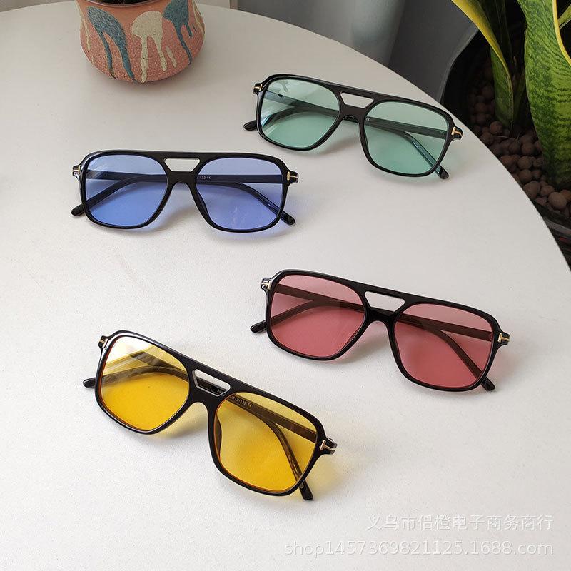 tf logo sunglasses women men 2021 brand designer rectangle blue sliver sun glassses oversized tom masculino uv400