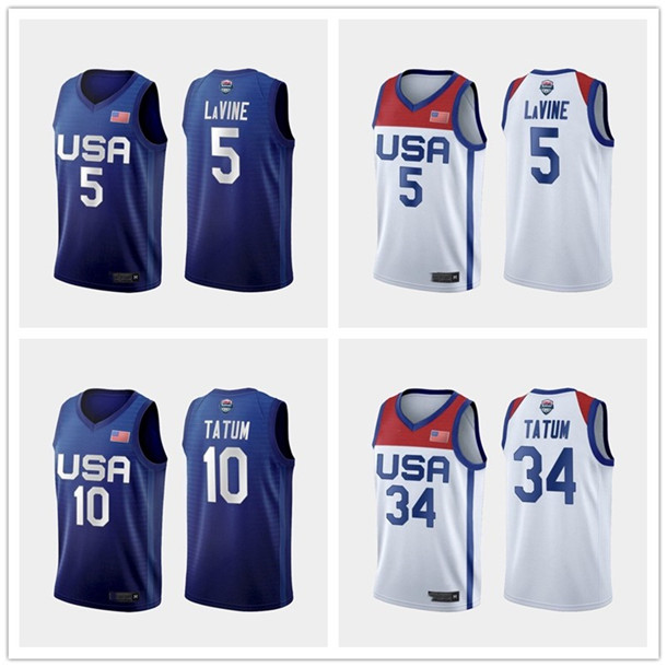 

Custom Mens women youth Team America 2021 USA Tokyo OlympicsTokyo Summer 5 lavine 6 Kevin 7 Jayson 10 Tatum Devin 15 Booker Dark Blue White Basketball Jersey
