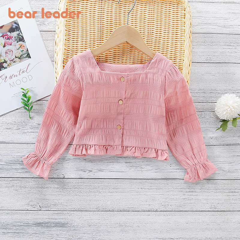 

Bear Leader Girls Korean Style Fashion Shirts Spring Autumn Kids Sweet Ruffles Blouses Children Casual Tops Clothes For 2-6Y 210708, Ah5686pink