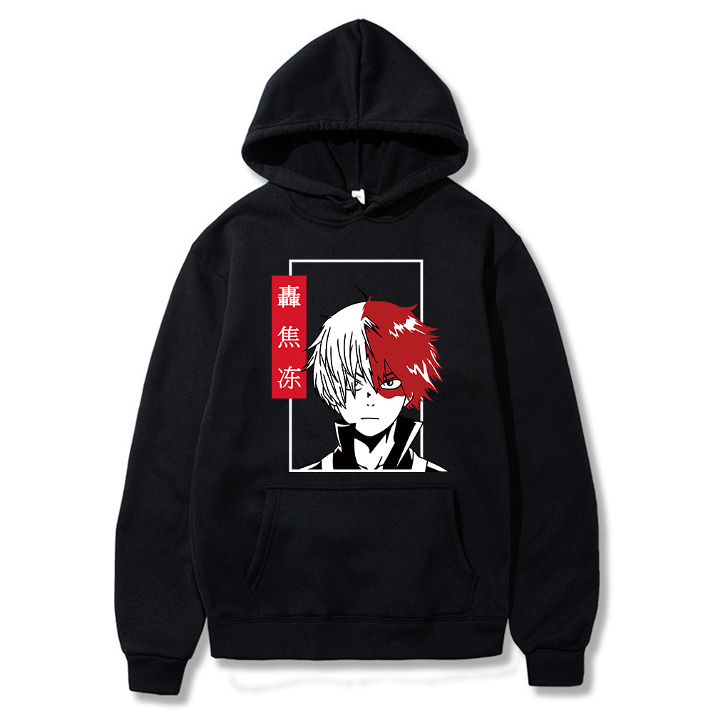 

Harajuku My Hero Academia Unisex Hoodies Japanese Anime Shoto Todoroki Printed Men's Hoodie Streetwear Casual Sweatshirts X1021, Black