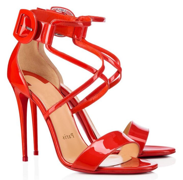 

Summer Multi-colors Leather Women Sandals,Lady's Wedding DressHigh Heels Red Soles Shoes With Ankle Strap Cool buckle kj001
