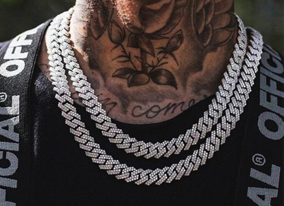 

Iced Out Cuban Link Chain 14MM Hip Hop Men Jewelry Choker Gold Silver Color CZ For Rapper Charms Necklaces Gifts X0509