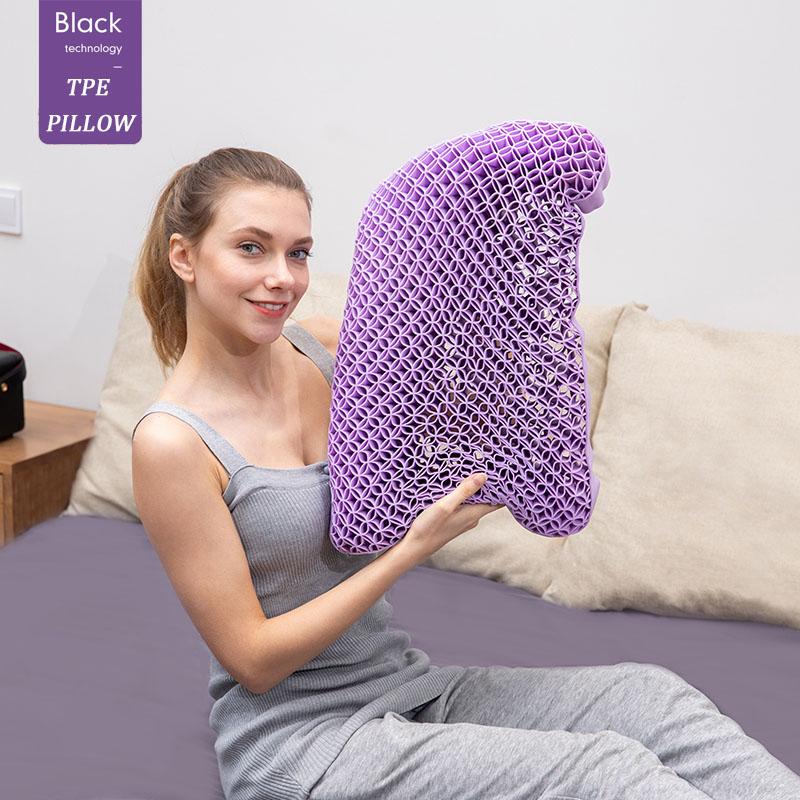 

Pillow Case TPE non-pressure adult cervical spine non-silicone latex skin-friendly, breathable, cool and washable, Purple