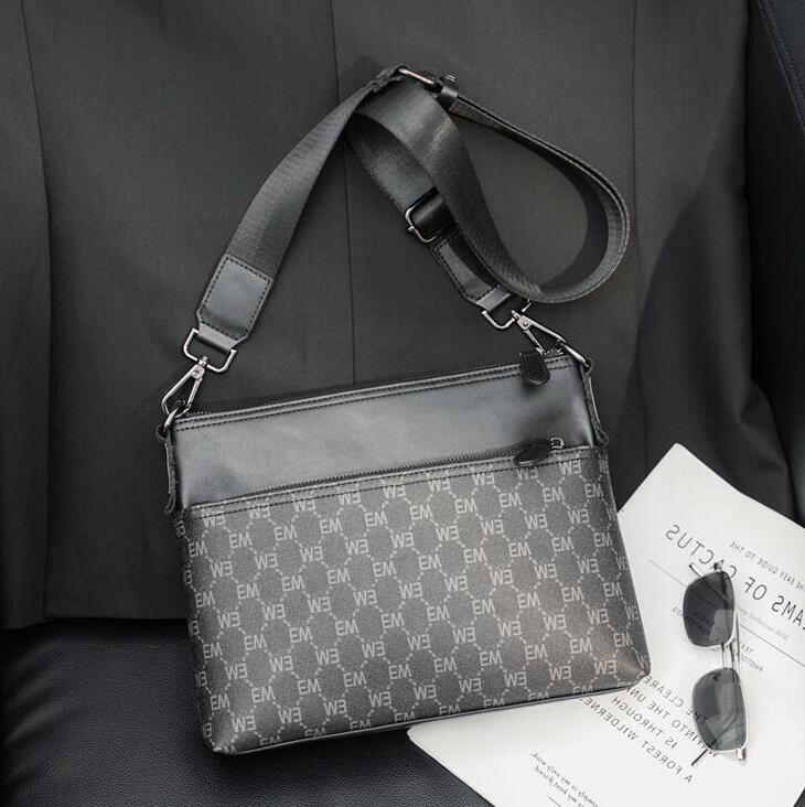 

Wholesale factory leather men bag simple atmospheric printing backpack business fashion leather briefcase street trend contrast crossbody bags, Black