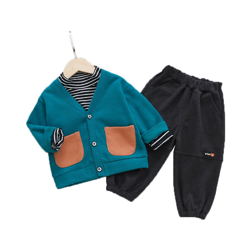 

2021 New Casua Baby Boy Set Spring Autumn Kids Boys Clothing Sets Cotton Long Sleeve Tops+coat+pant 3pcs Children Clothes Outfits 7gwb, Beige
