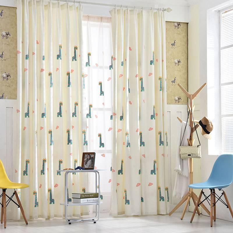 

Curtain & Drapes Cute Cartoon Animal Curtains For Living Room Giraffe Embroidery Nursery Sliding Glass Door Window Treatment Gauze