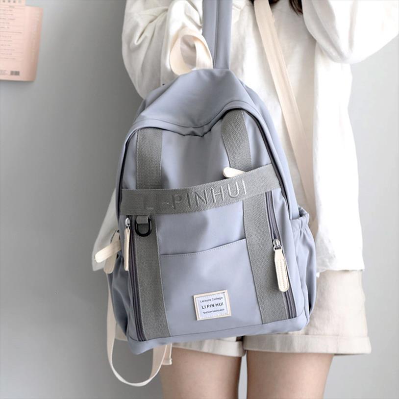 

embroidery ins wind backpacks women school bags for girls teenage solid black back pack fashion fresh casual bagpack