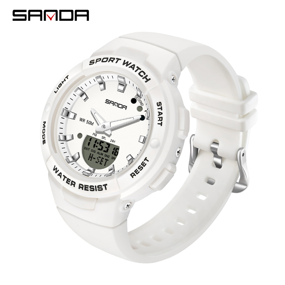 

SANDA Luxury Sport Military Womens Watches 5ATM Waterproof White Fashion Quartz Watch for Female Clock Relogio Feminino 6005g, White rosegold