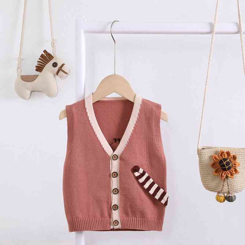 

Baby vest autumn knitted waistcoat thin Pony clip cartoon baby boy's Vest cardigan