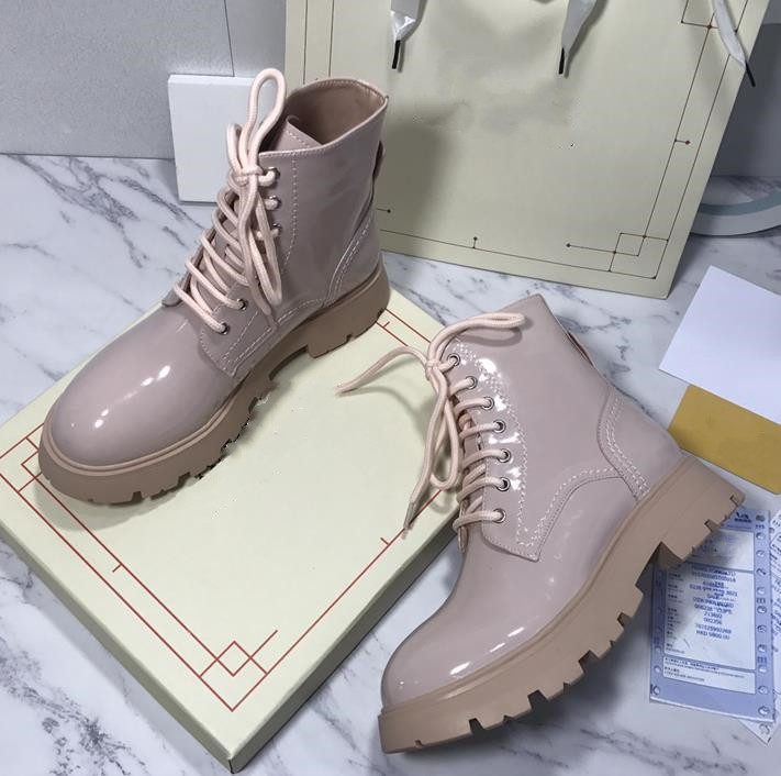

2021 - Designer high quality women's low top boots Lace up Leather winter fireworks five colors 35-40