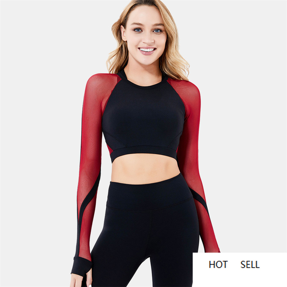 

Yoga Shirts Tops Gym Breathable Women Full Thin Sleeve Sportswear Quick-drying Running, 2518bf