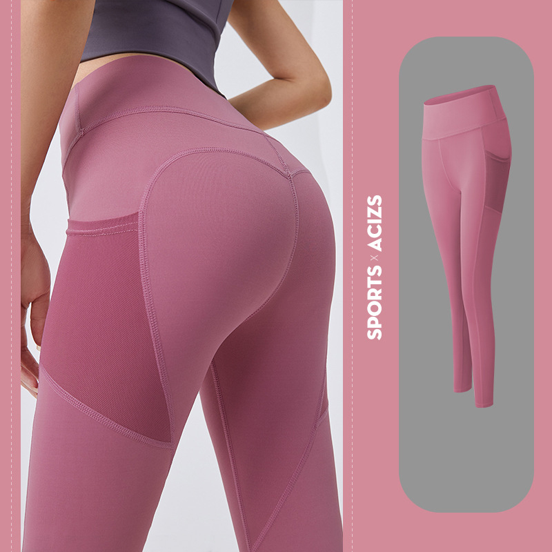 

Women Gym Fitness Leggings Yoga Pants Stretchy Sport Legging High Waist Tights Sports Side Pockets Push Up Running Pant, Gray