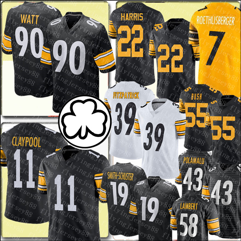 

90 T.J. Watt 22 Najee Harris Jersey Chase Claypool Troy Polamalu Ben Roethlisberger PittsburghSteelersFootball Jerseys Minkah Fitzpatrick Smith-Schuster, Men +patch /s-xxxl