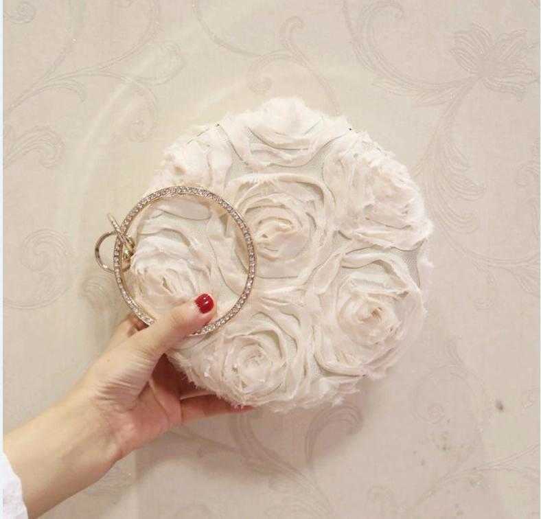 

CLASSIC FLOWER HBP Golden Diamond Evening Chic Pearl Round Shoulder Bags For Women 2020 New Luxury Handbags Wedding Party Clutch Purse A002, White