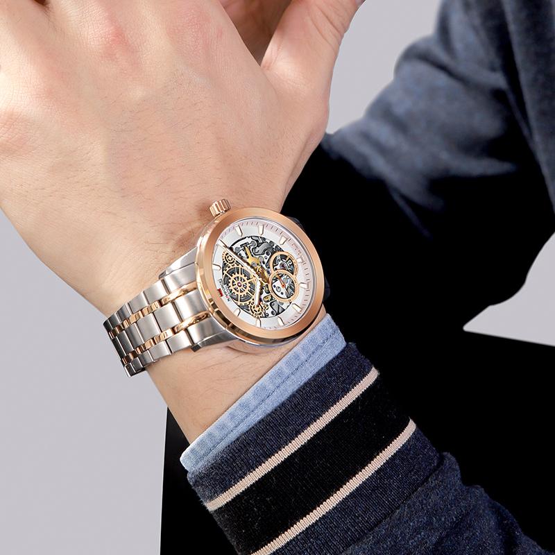 Wristwatches NAVIFORCE Top Mechanical Men's Watch Automatic Movement Business Stainless Steel Strap 100M Water Ressistance-image-720572053