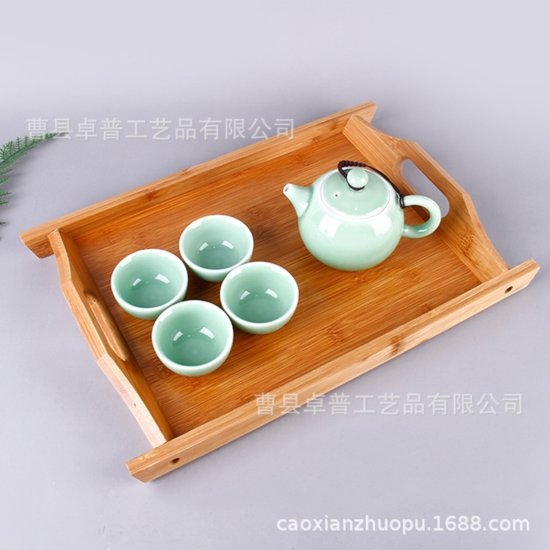 

Rectangular wooden double ear portable bamboo and wood tea household hotel restaurant fruit baking tray