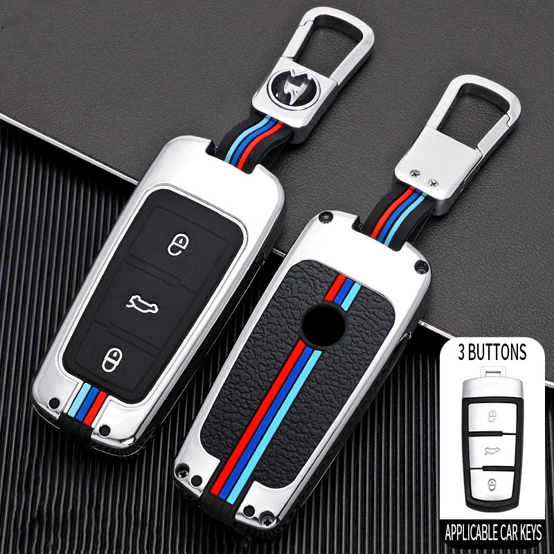

Car Key Case Cover For Vw Volkswagen CC Passat CC b6 b7 Protection Key Shell Skin Bag Only case Accessories Car-Styling Keychain, Sky blue