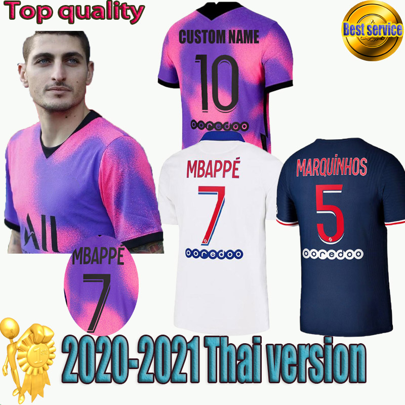 

20/21 NEYMAR JR Soccer Jersey 2020 Paris Home VERRATTI CAVANI MBAPPE Soccer Shirt DI MARIA Draxler football uniforms