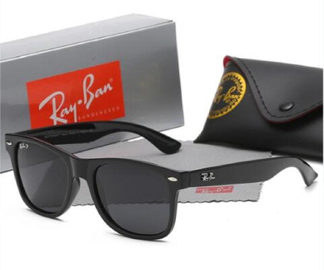 

High Quality Ray Men Women Polarized Sunglasses Vintage Pilot Wayfarer Brand Sun Glasses UV400 Bans Sunglasses With box and case 2140, White;black