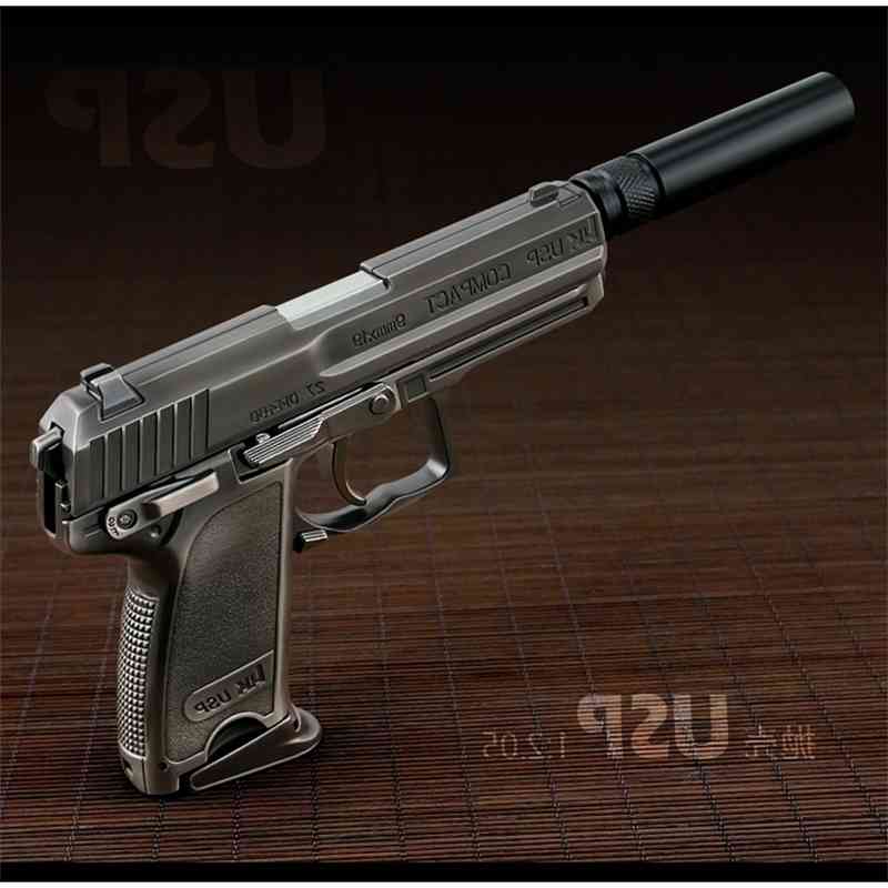 581: 2.05 metal USP children's simulation toy hand grabs the golden gun model boy's disassembly and throwing shell can not be fired-image-747579835