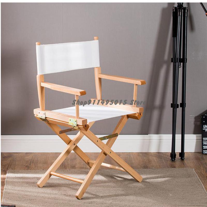 

Camp Furniture Solid Wood Folding Portable Outdoor Canvas Chair Makeup Pography Props Director Leisure Backrest Office