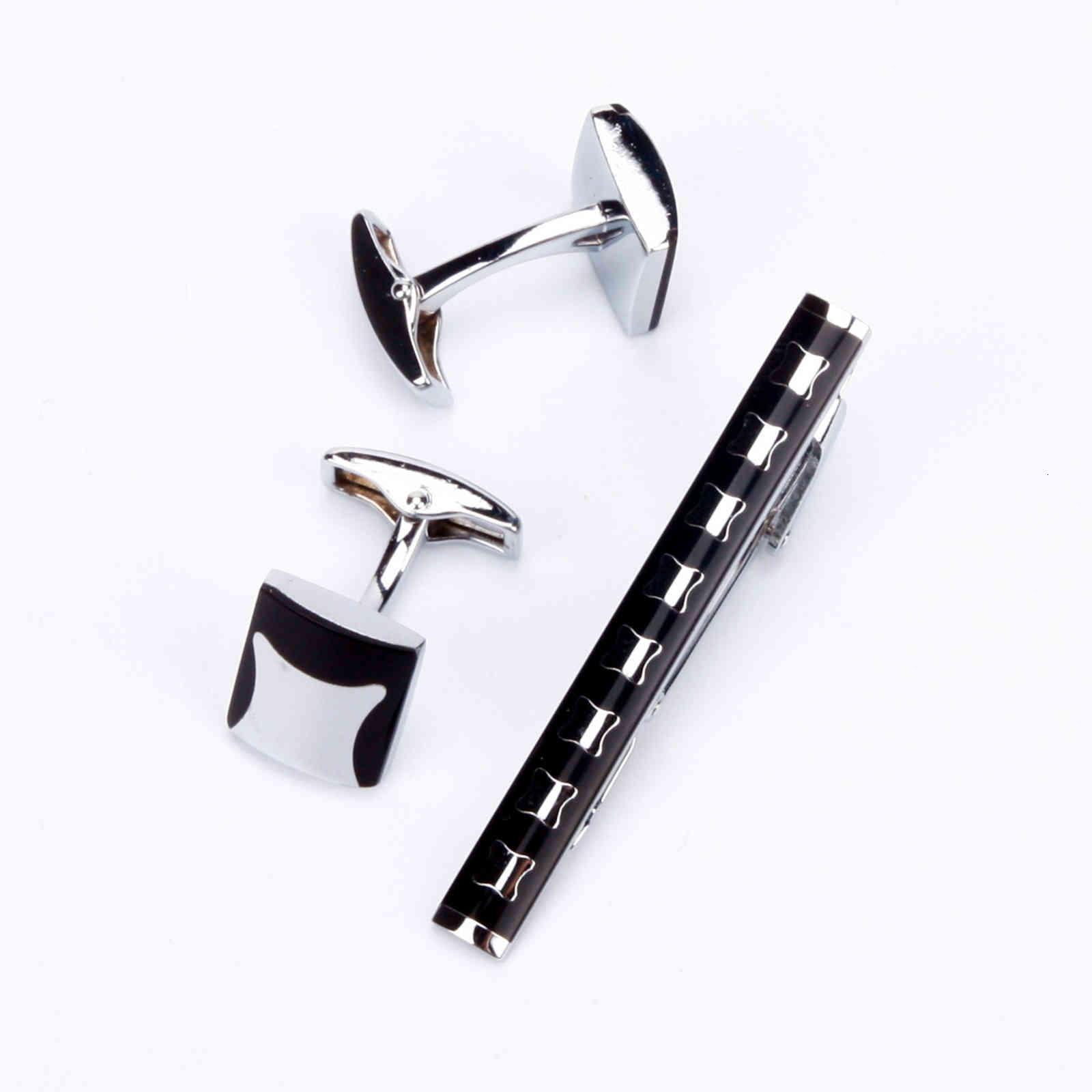 Men's Business Formal Gift Enamel Tie Clip Cufflink Box Set-image-742682556