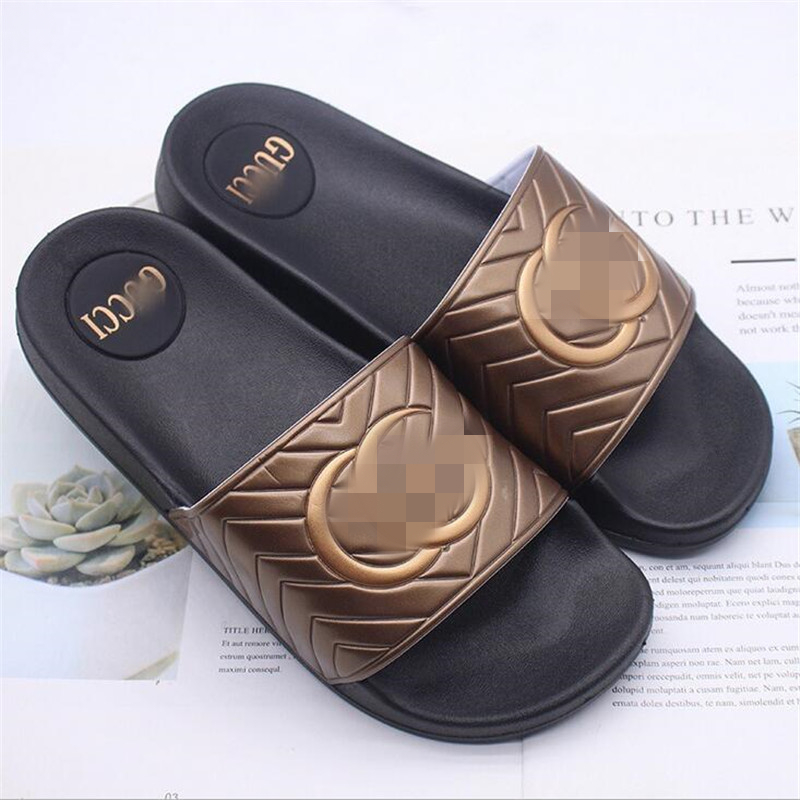 

Wholesale Summer Brand Designer women Flip flops Slipper G Fashion Genuine Leather slides sandals Metal Chain Ladies Casual shoes, Black