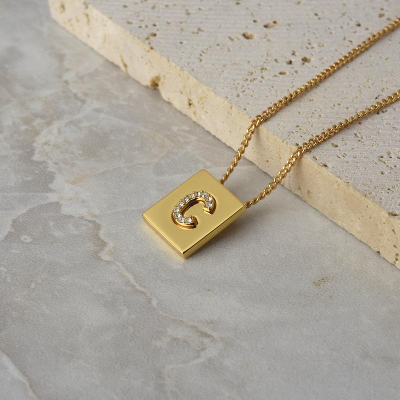 

Chokers Timeless Wonder Initial C Zirconia Square Choker Necklace Aesthetic Jewelry Kpop Designer Party Goth Egirl Emo Date Rare 7523