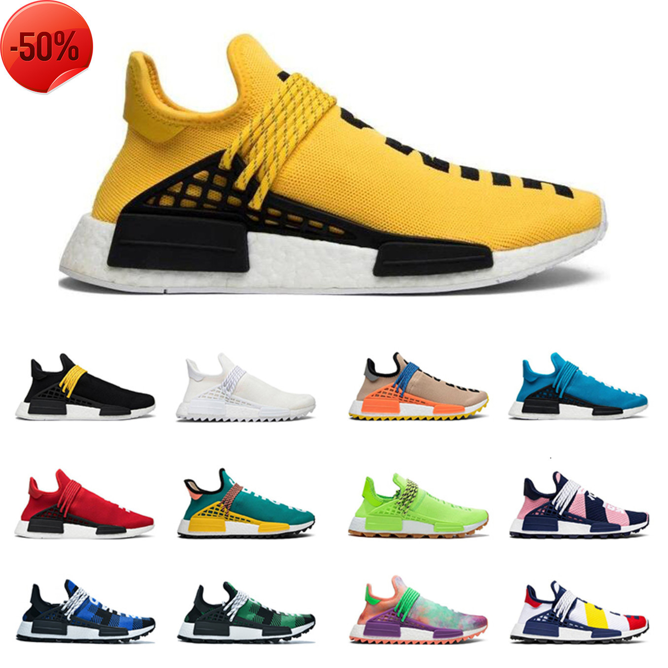 

Human Race Hu Trail Pharrell Williams X Nerd Men Outdoor Shoes Black White Yellow Blue Grey Cream Solar Pack Sports Sneaker Eur 36-47