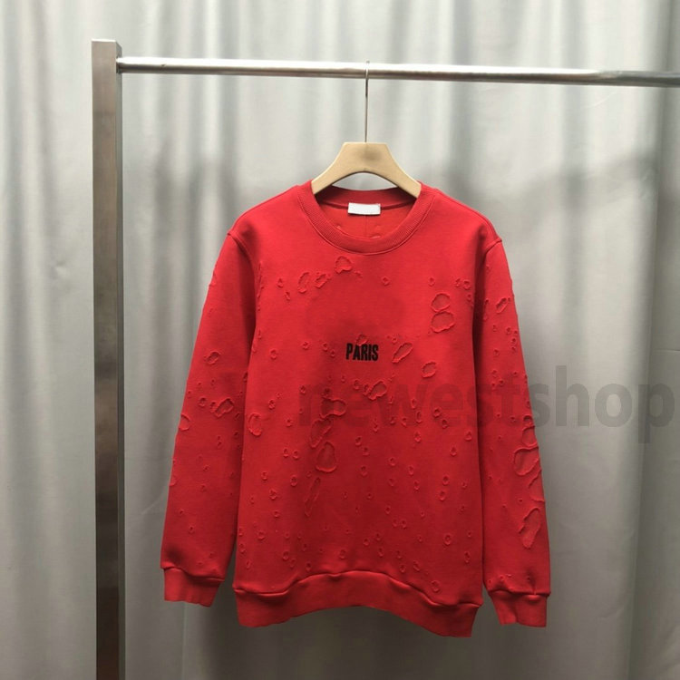 

Fashion Clothing Mens Big Broken Hole Sweater 10 Color Sweatshirt Hot Europe Paris Women Hoodies Fashion Jumpers Pullover 2021, Black
