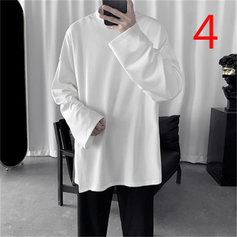 

2021 New Autumn and Winter Long-sleeved Solid Color Round Neck T-shirt Korean Version of the Loose Trend Wild Ynn8