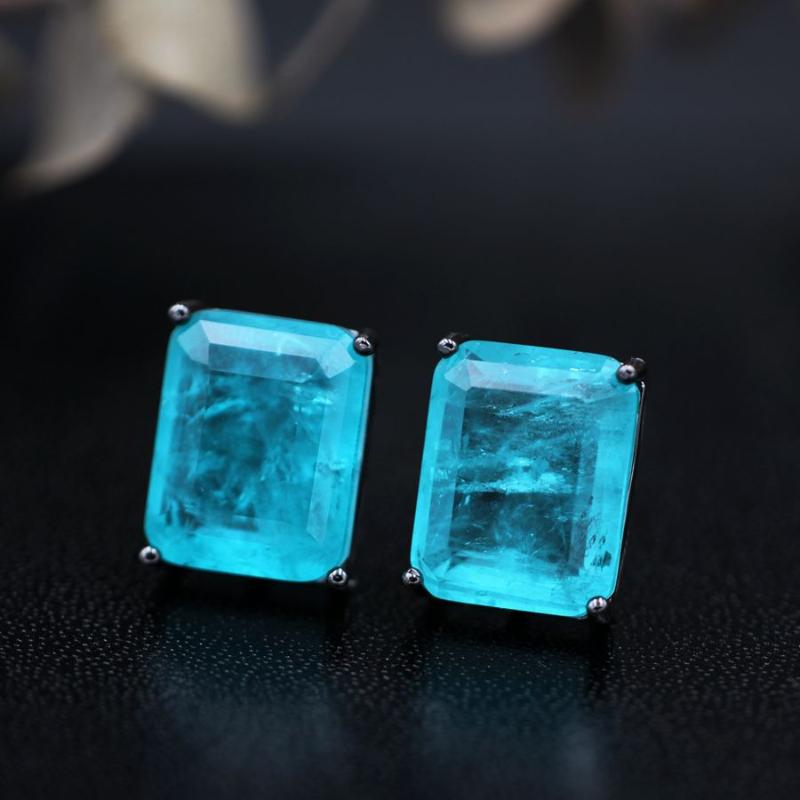

Stud Square Fusion Earring For Women Nature Stone With Crystal Glass Party Fashion Jewelry Female Accessories Wholesale