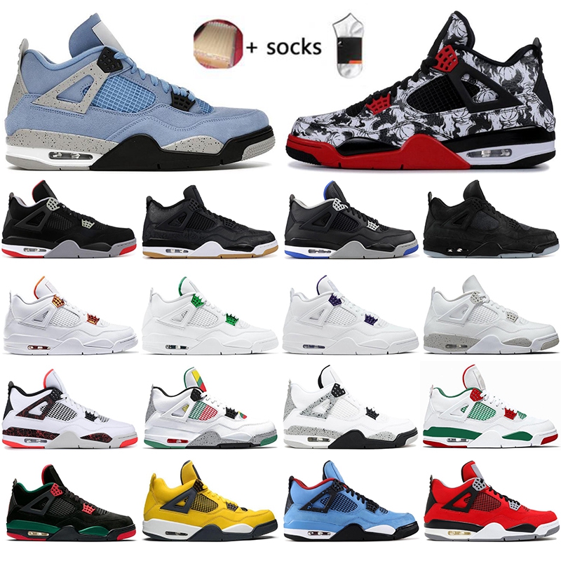 

With Box top quality 4 4s jumpman Mens Basketball shoes University Blue tattoo fire red purple Metallic PALE CITRON sports sneakers 36-47, #28 cool grey 40-47