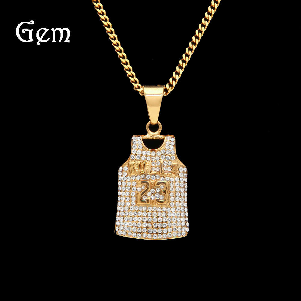 

Hip hop bulls No.23 full diamond Jersey design basketball fan Pendant
