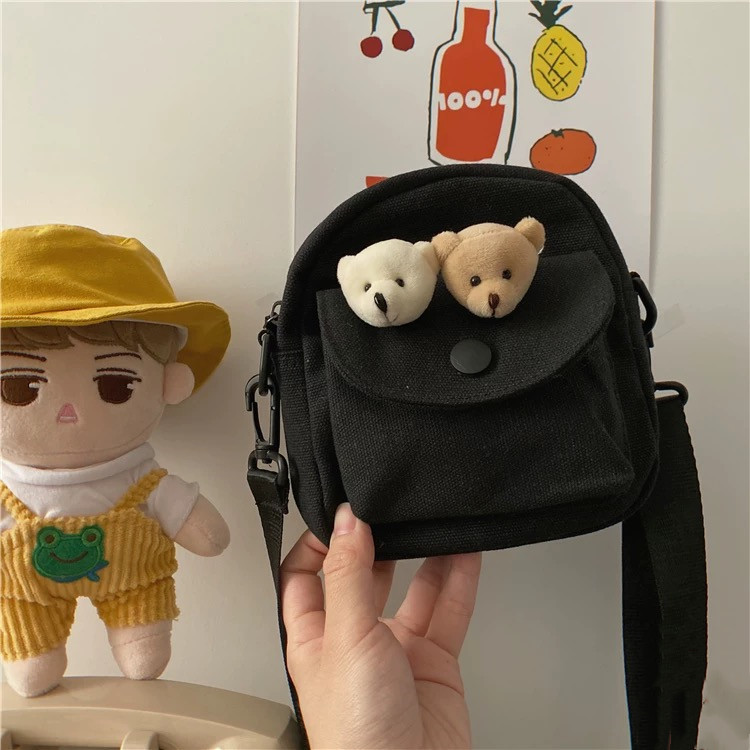 

Korean cartoon three-dimensional two-color bear head Plush cute Brooch bag clothing accessories Festival gift desktop furnishings, Beige