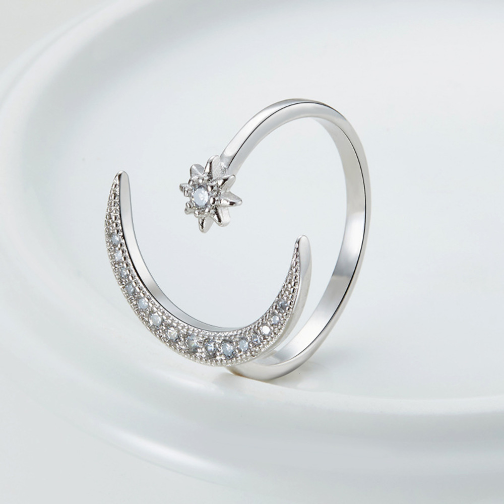 

New imitation sier personalized sun and moon hexagon ring women's jewelry, Golden;silver