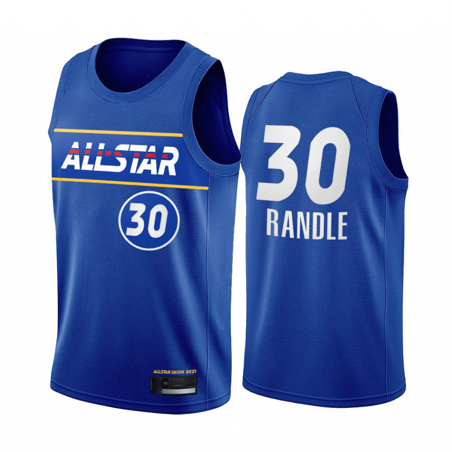 

2021 All-Star Julius Randle Jersey Blue Eastern Gold Conference New York Knicks Men Basketball Uniform, Black;red