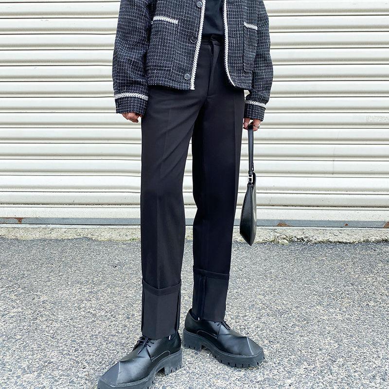 

Men's Pants Korean Streetwear Fashion Casual Trend Linen Straight Trousers 2021 Autumn Thin Bottoms For Male, Black