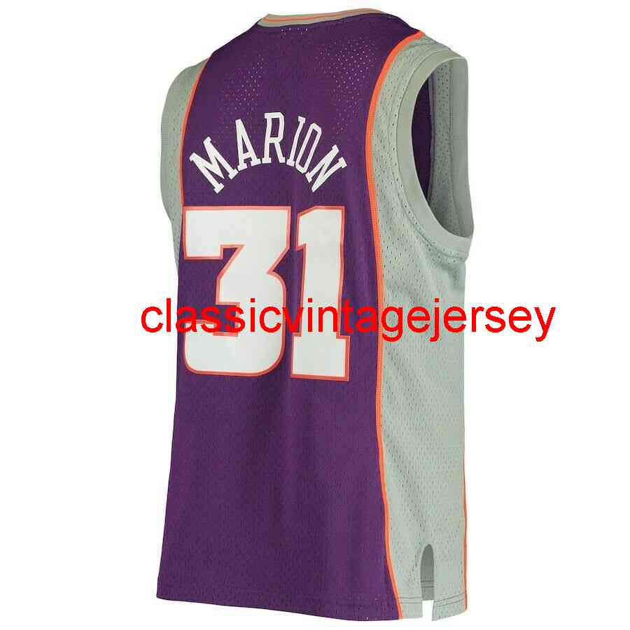 

Men Women Youth Mitchell & Ness 2001-02 Shawn Marion PURPLE & GREY Swingman Jersey Embroidery Custom Any Name Number -5XL 6XL