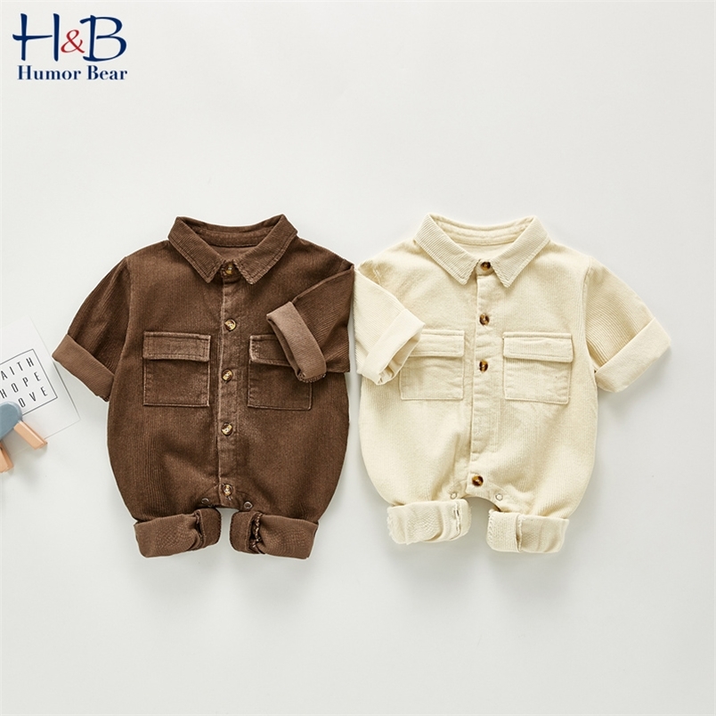 

Autumn Baby Romper Dress Rompers Casual Suit Corduroy Jumpsuit Boys Winter Clothes 210611, Bn2048 brown