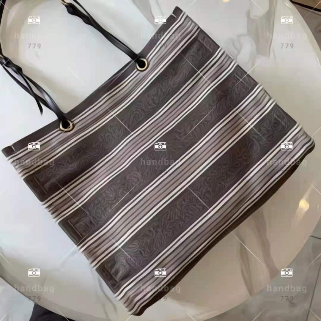 

Classic striped woman shoulder bags with simple design stylish summer Go to work vacation casual canvas comfortable large volume notebook shopping bag size 42cm, Customize