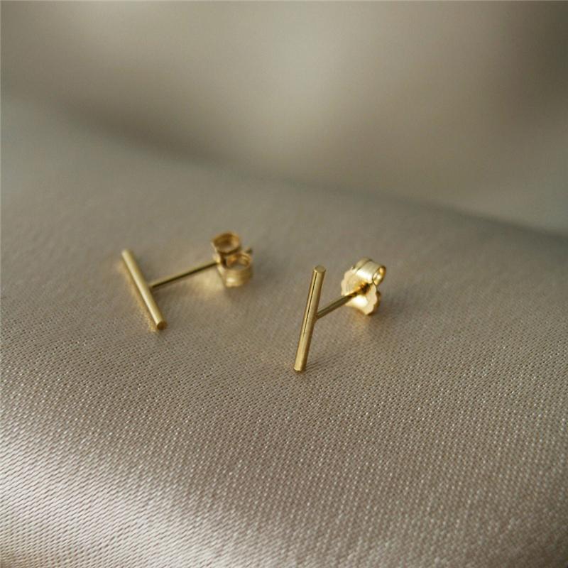 

Stud 14K Gold Filled 10mm Bar Post Earring Jewelry Earrings Brincos Pendientes Oorbellen Boho Women, Golden;silver