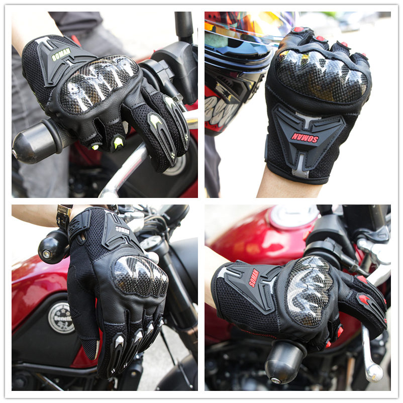 

SOMAN Motorcycle Gloves Carbon Fiber Leather Moto Riding Gloves Men Motorbike Protective Gears Motocross Gants Moto Luvas MG19g