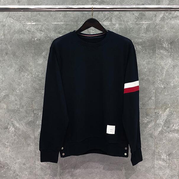 

Fashion Tb Thom Spring Autumn Hooded Clothing Cotton Men Women Pullover Sweatshirts O-neck Casual Sportswear Coat, Blue