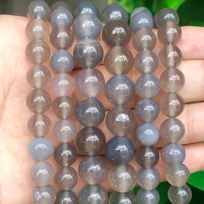

Other Natural Gray Agate Stone Beads Smooth Round Loose Spacer For Jewelry Making Diy Bracelet Earring 4/6/8/10/12mm 15inch