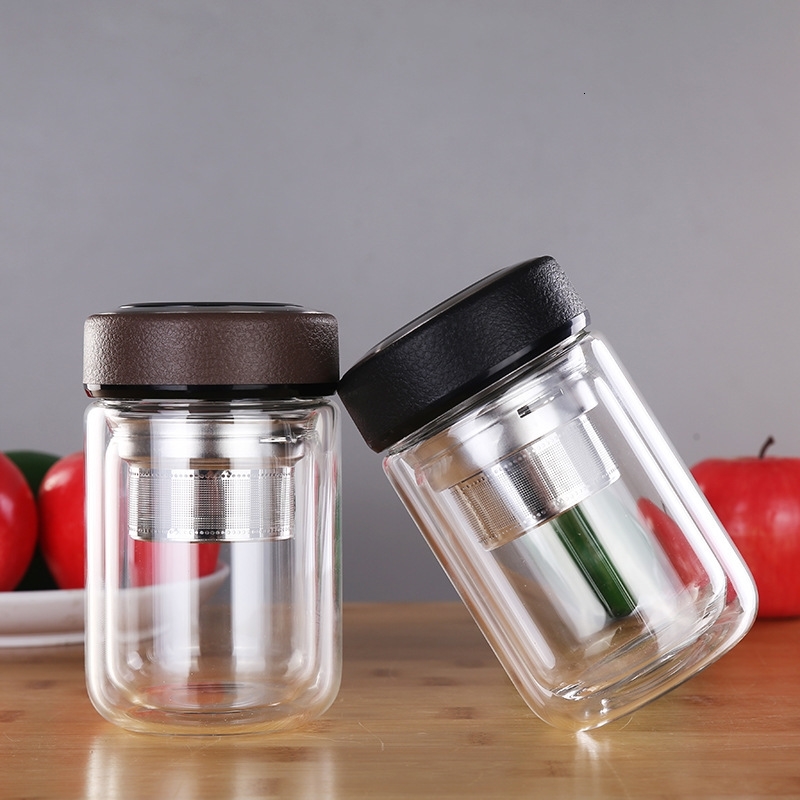 

Amoy double layer squat glass small gift creative insulated travel round thick bottom water cup