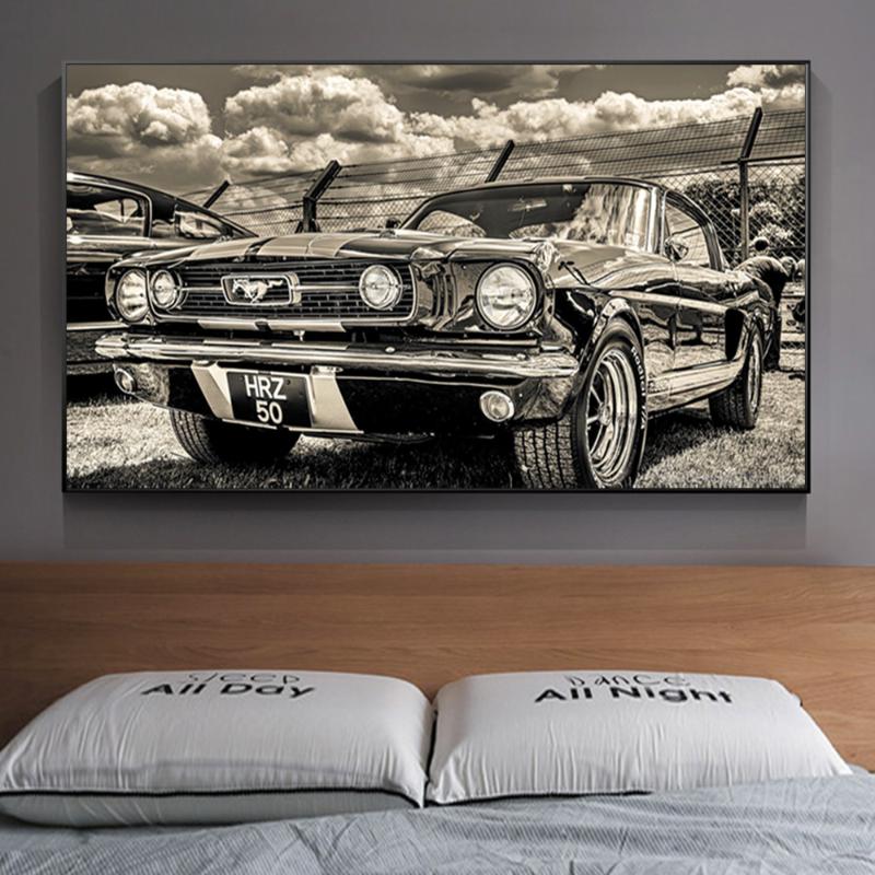 

Paintings Ford Mustang Classic Car Retro Wall Art Decor Picture On Posters And Prints Vintage Luxury Canvas Painting For Living Room